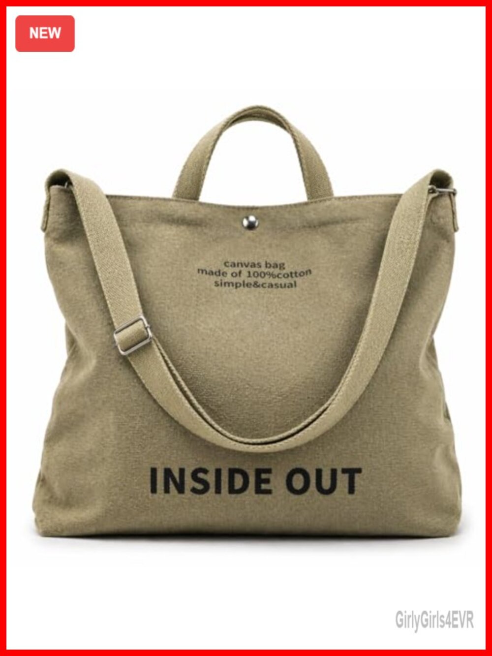 Canvas Tote Bag Women 16oz Cotton Crossbody Adjustable Strap